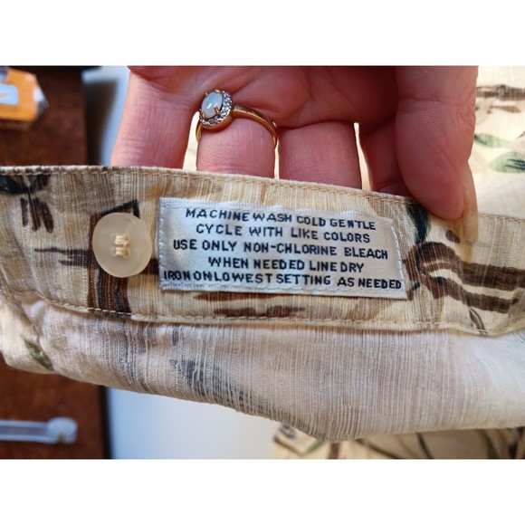 Ron Chereskin Hawaiian Shirt Washable Silk Tan Bamboo Design Size XL - Picture 6 of 10